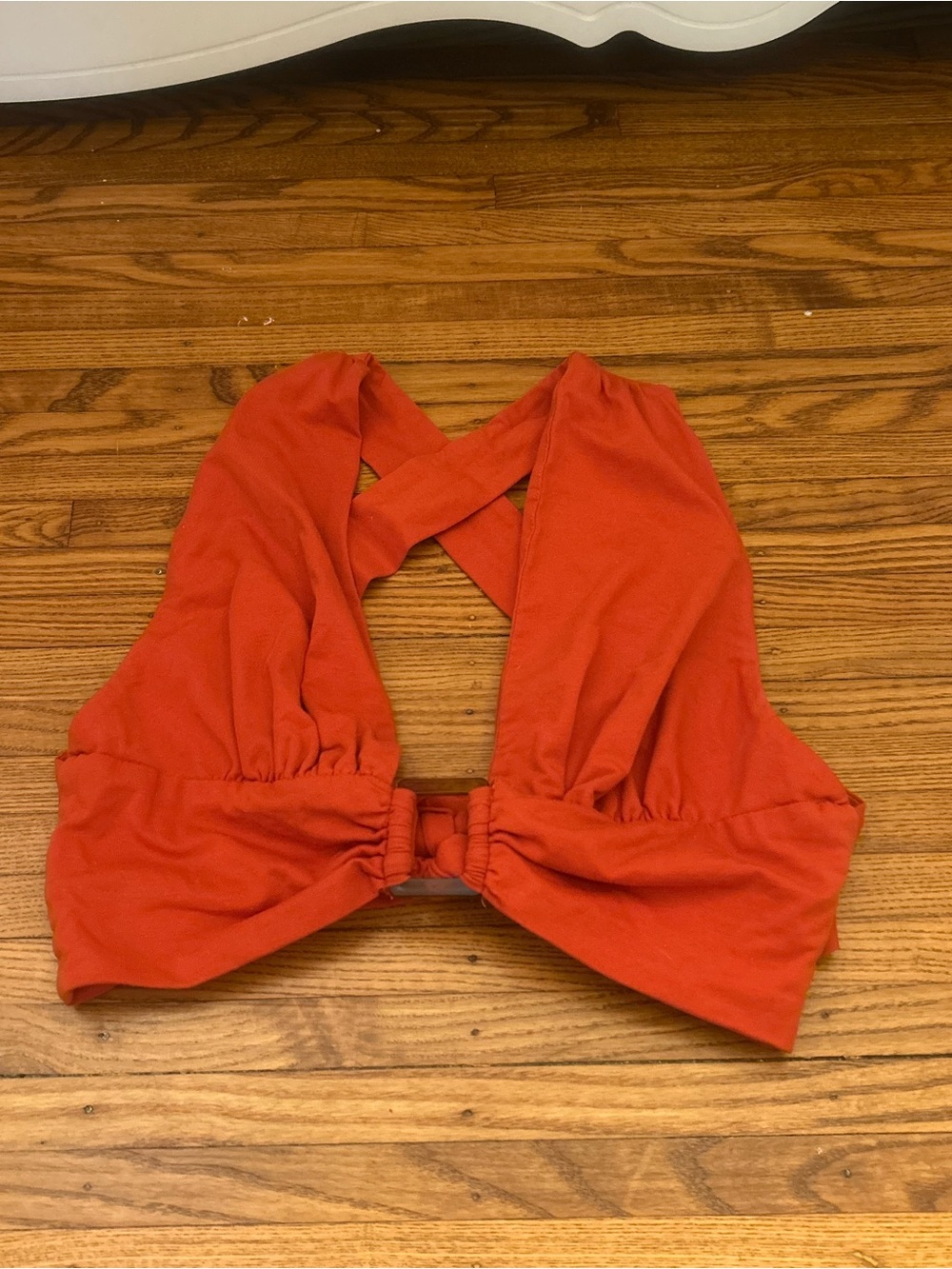 SHEIN Rust-Orange Cross Back Crop Top